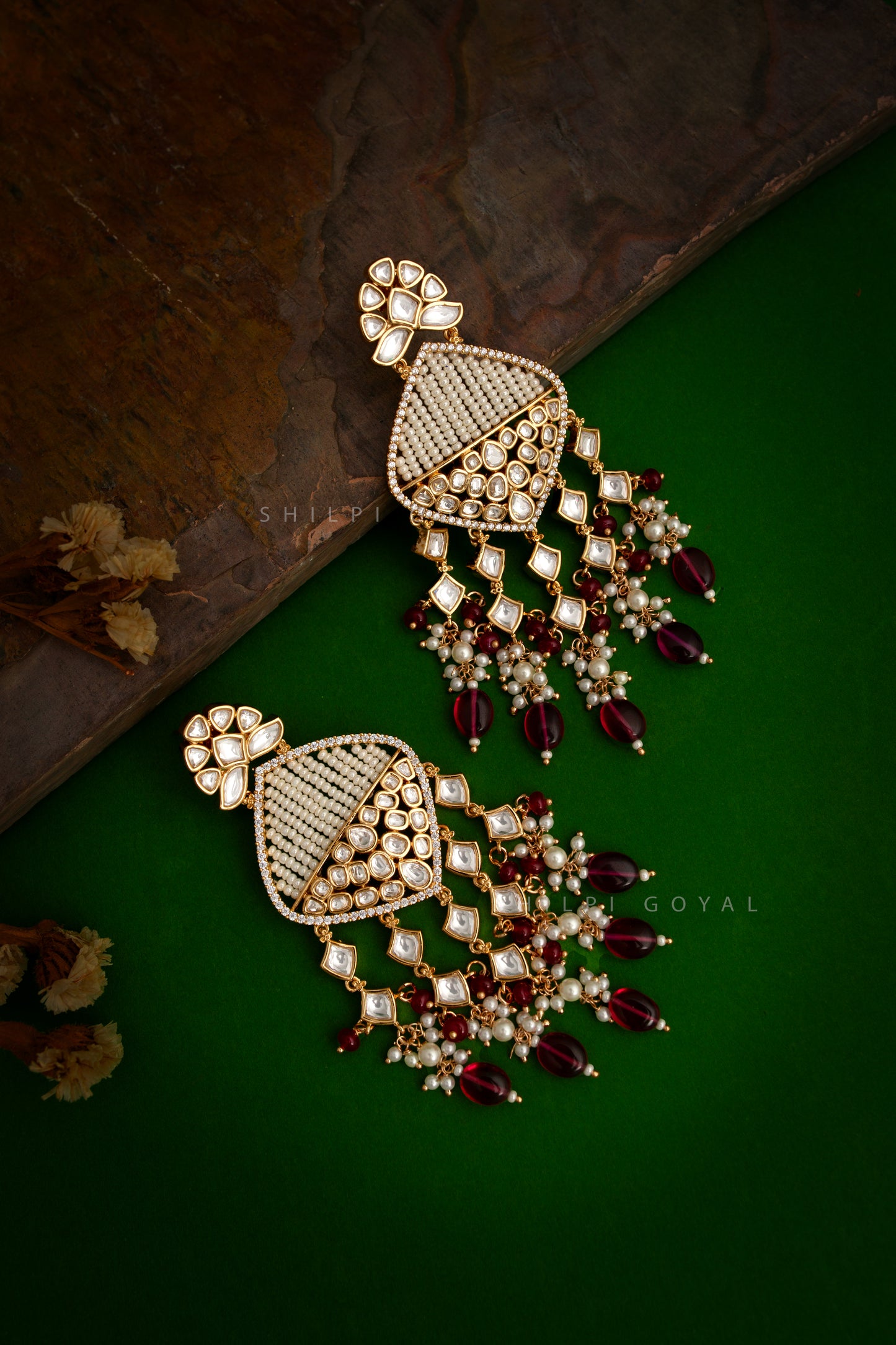 Polki drop earring