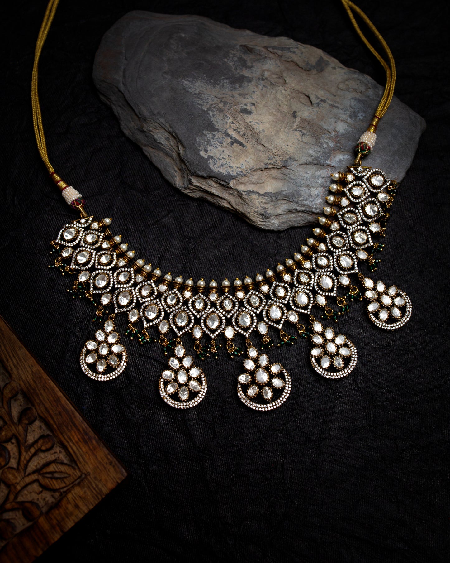 Moissanite polki necklace set