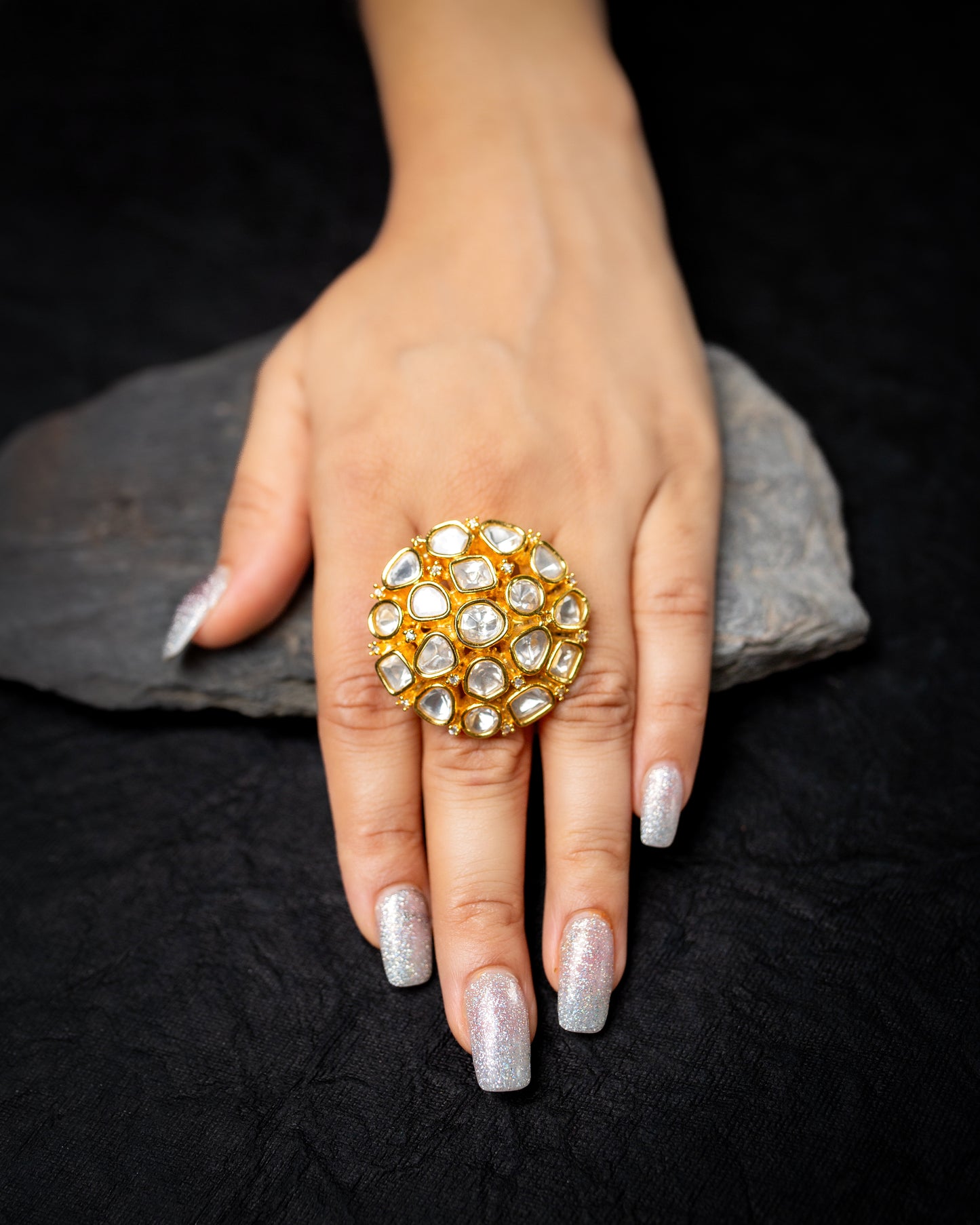 moissanite polki ring