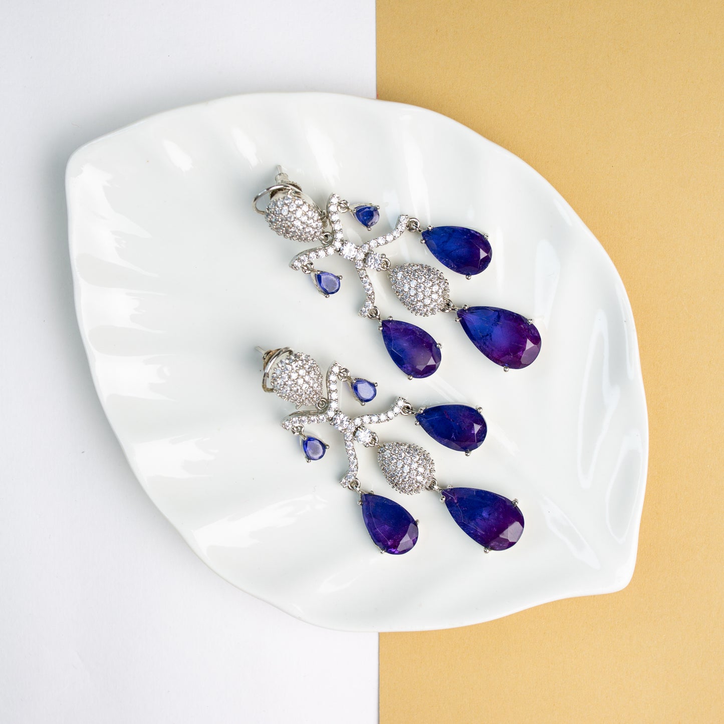 Diamond doublet stone earring