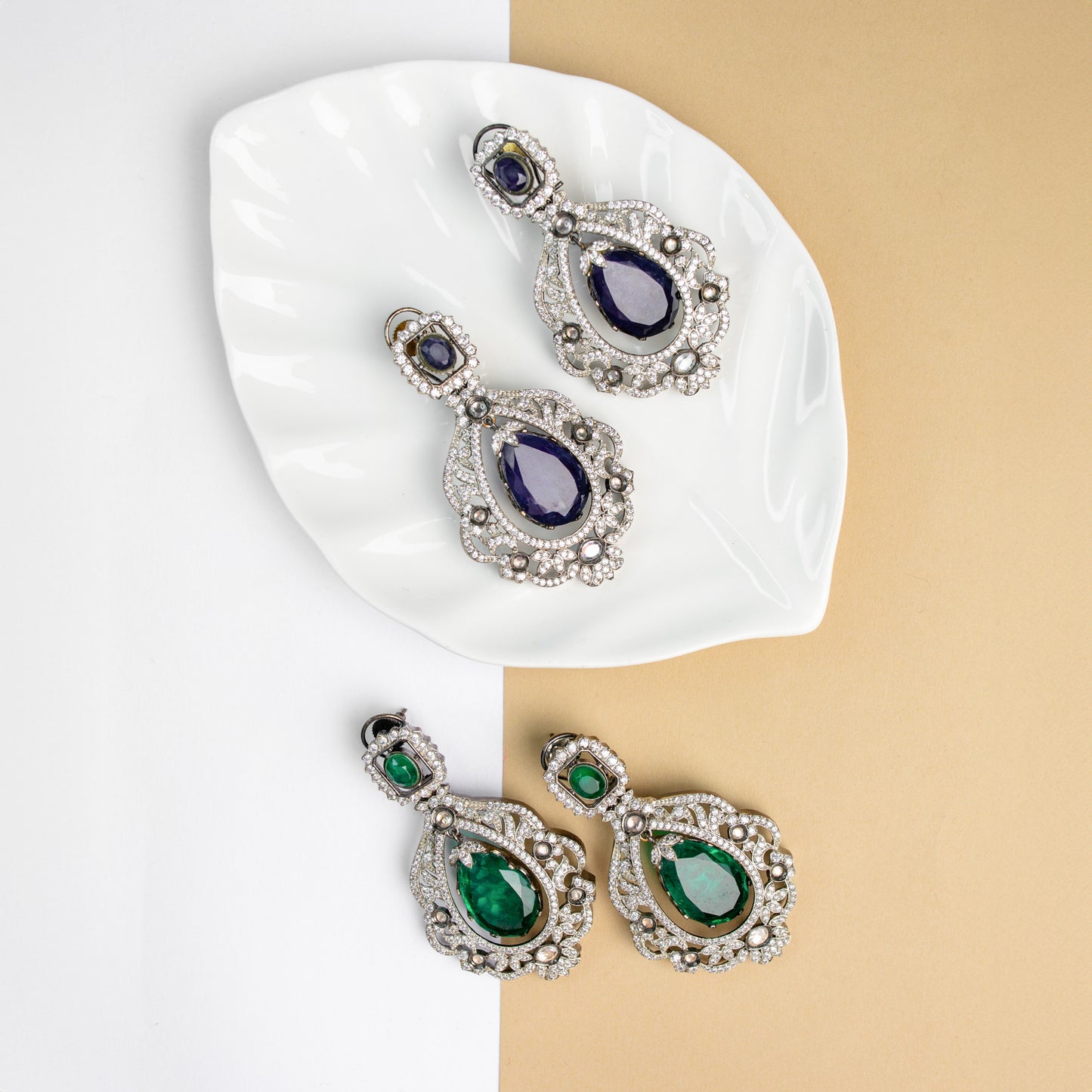 Diamond Victorian doublet stone earring