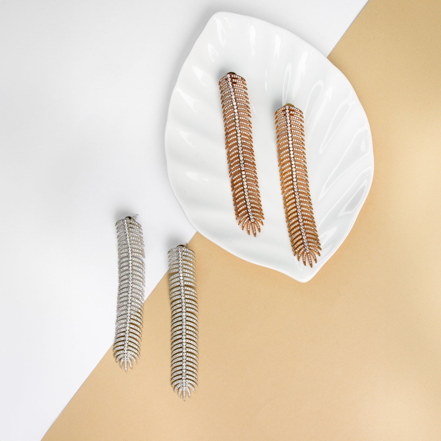 Diamond cubic zirconia earring