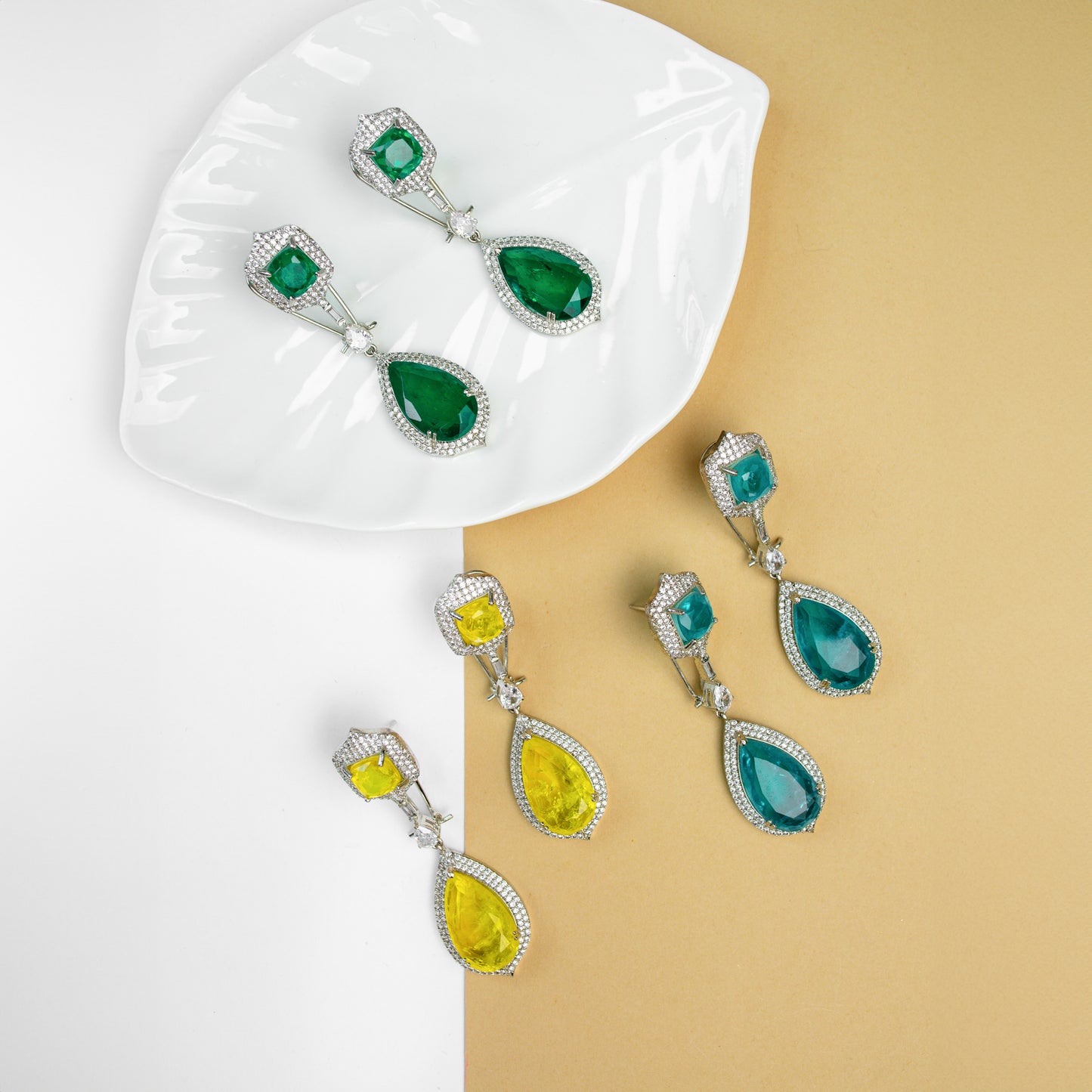 Diamond doublet stone earring