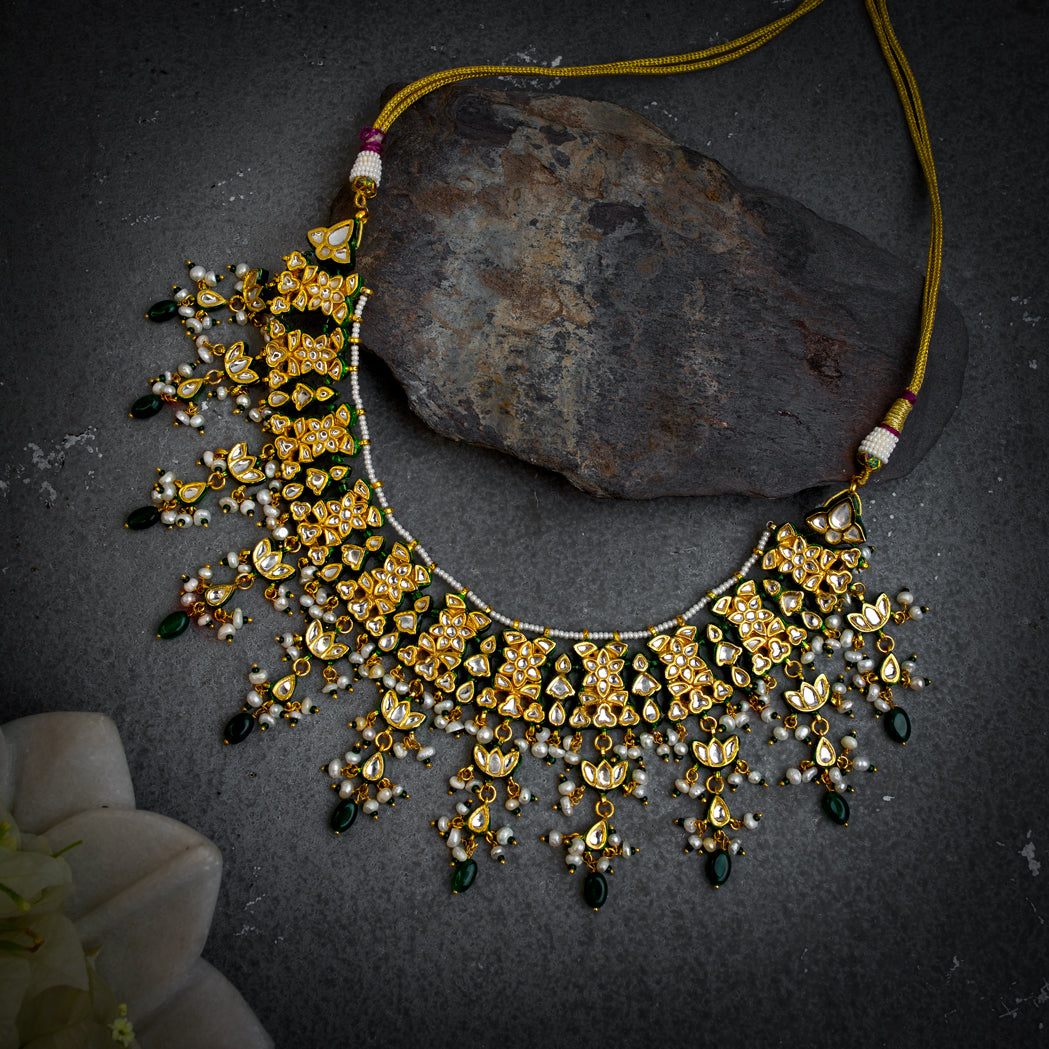 Kundan Lotus Necklace – Luxury Indian Wedding Jewellery