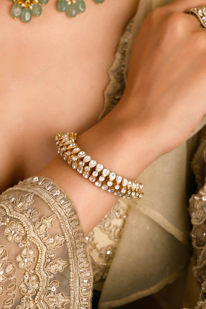 Moissanite polki 92.5 sterling silver ponchi bracelet