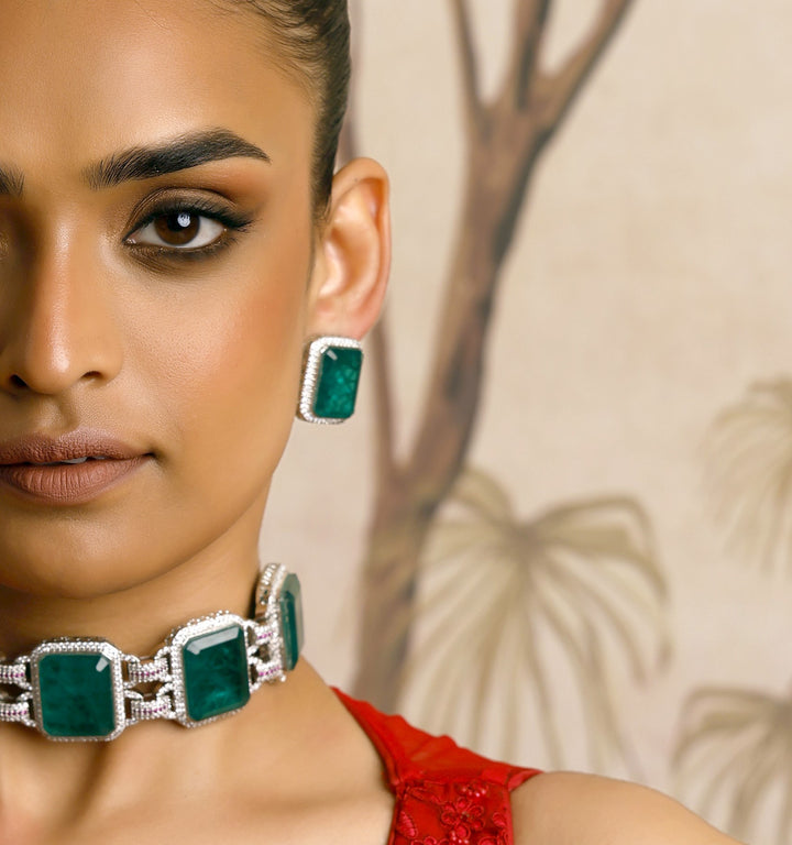 Verdant Grace Emerald Diamond Choker Set