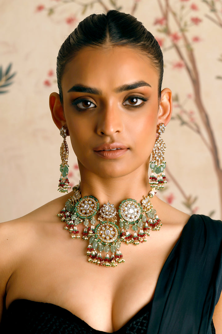 Zoha Polki Green Necklaces