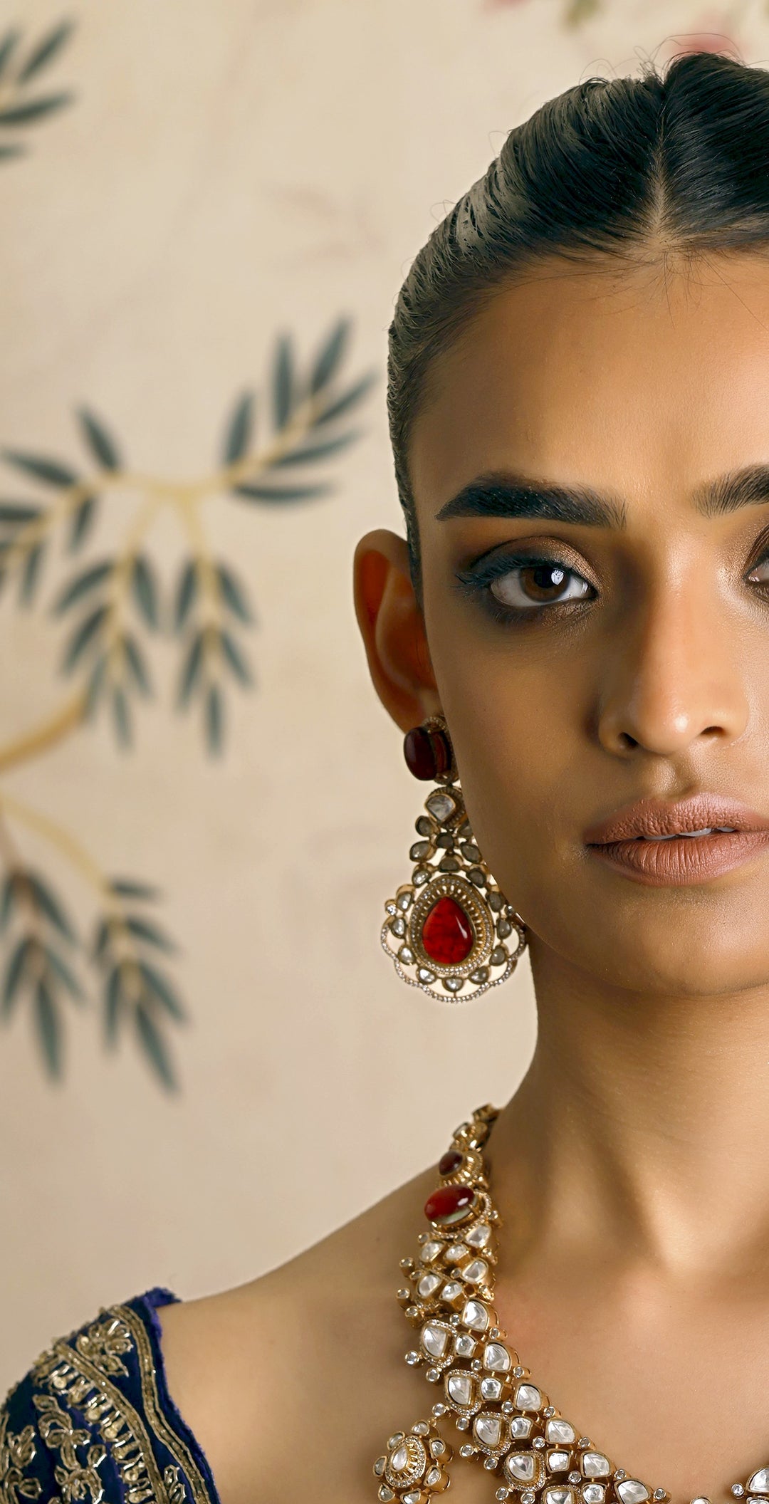 Mudita Red Polki Necklace Set