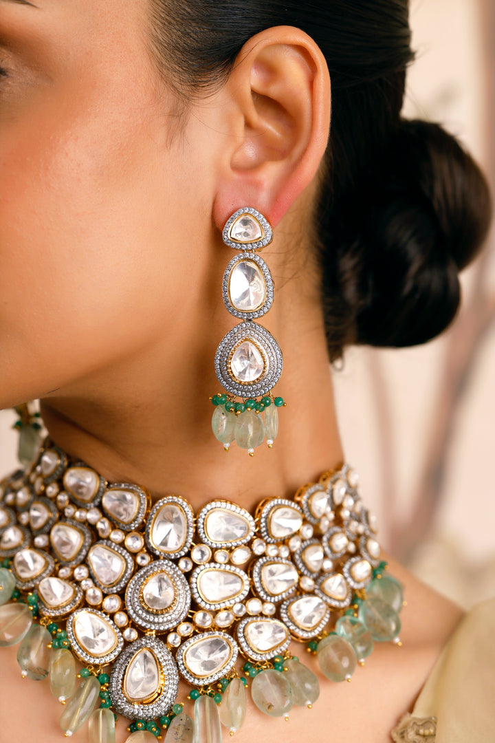 Arshia Moissanite Green Mint Polki Set