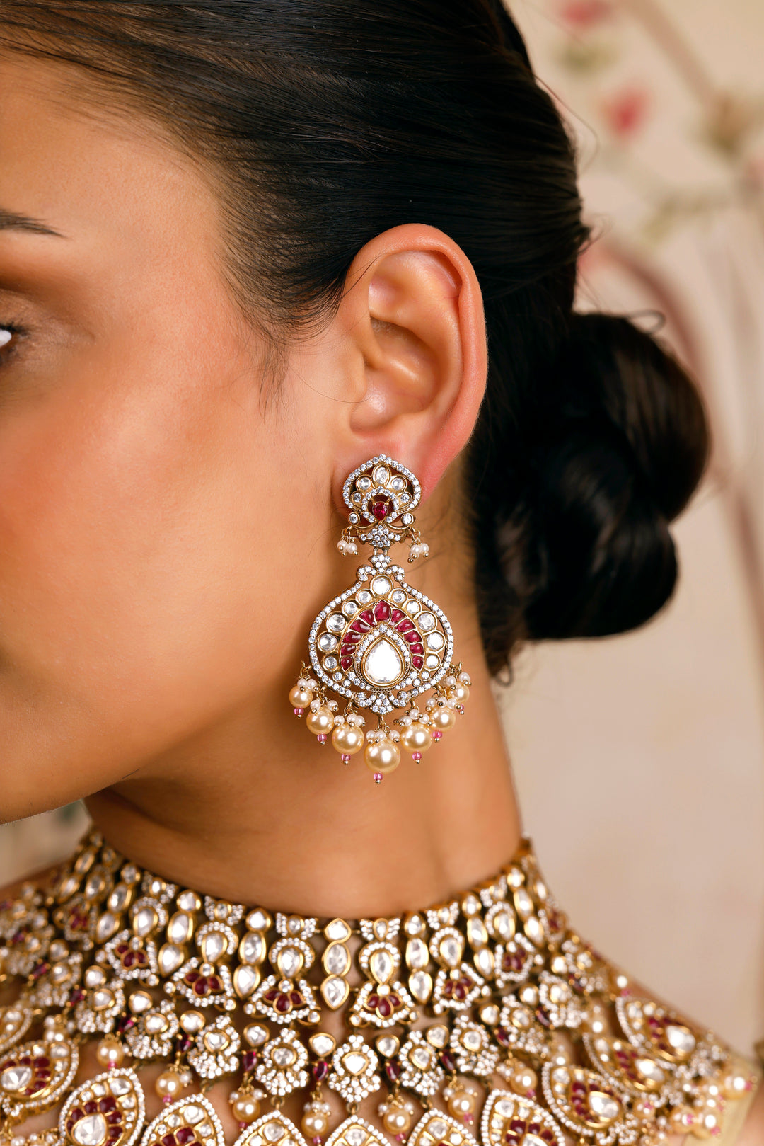 Inara ruby moissanite Necklace set