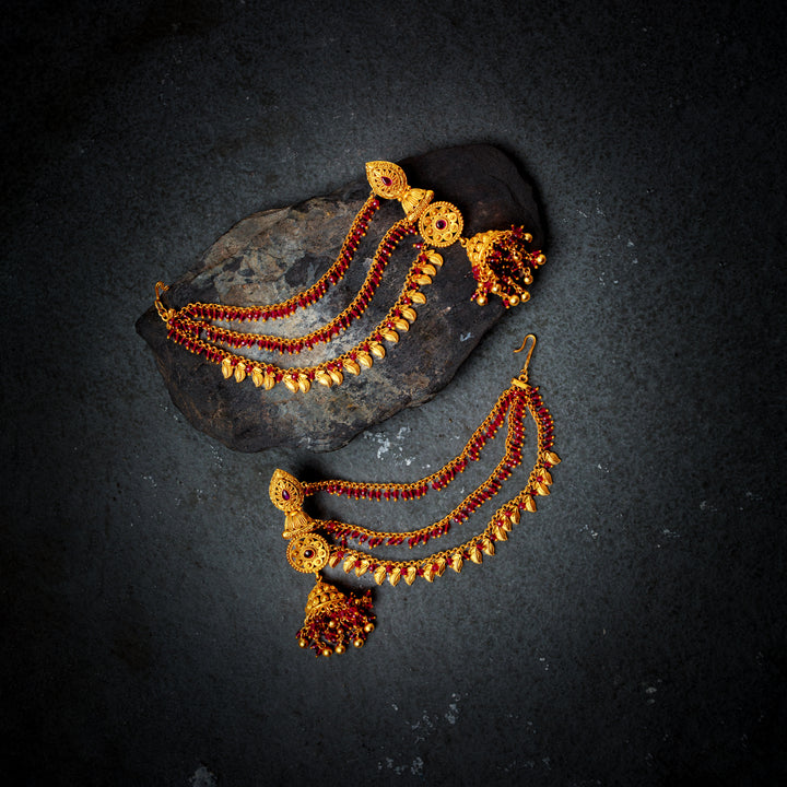 Banjara Red Gold Kaanchain Jhumka