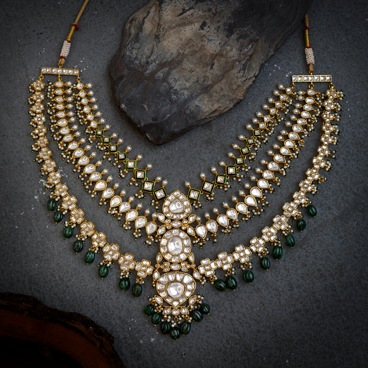Firdaus Green Polki Necklace