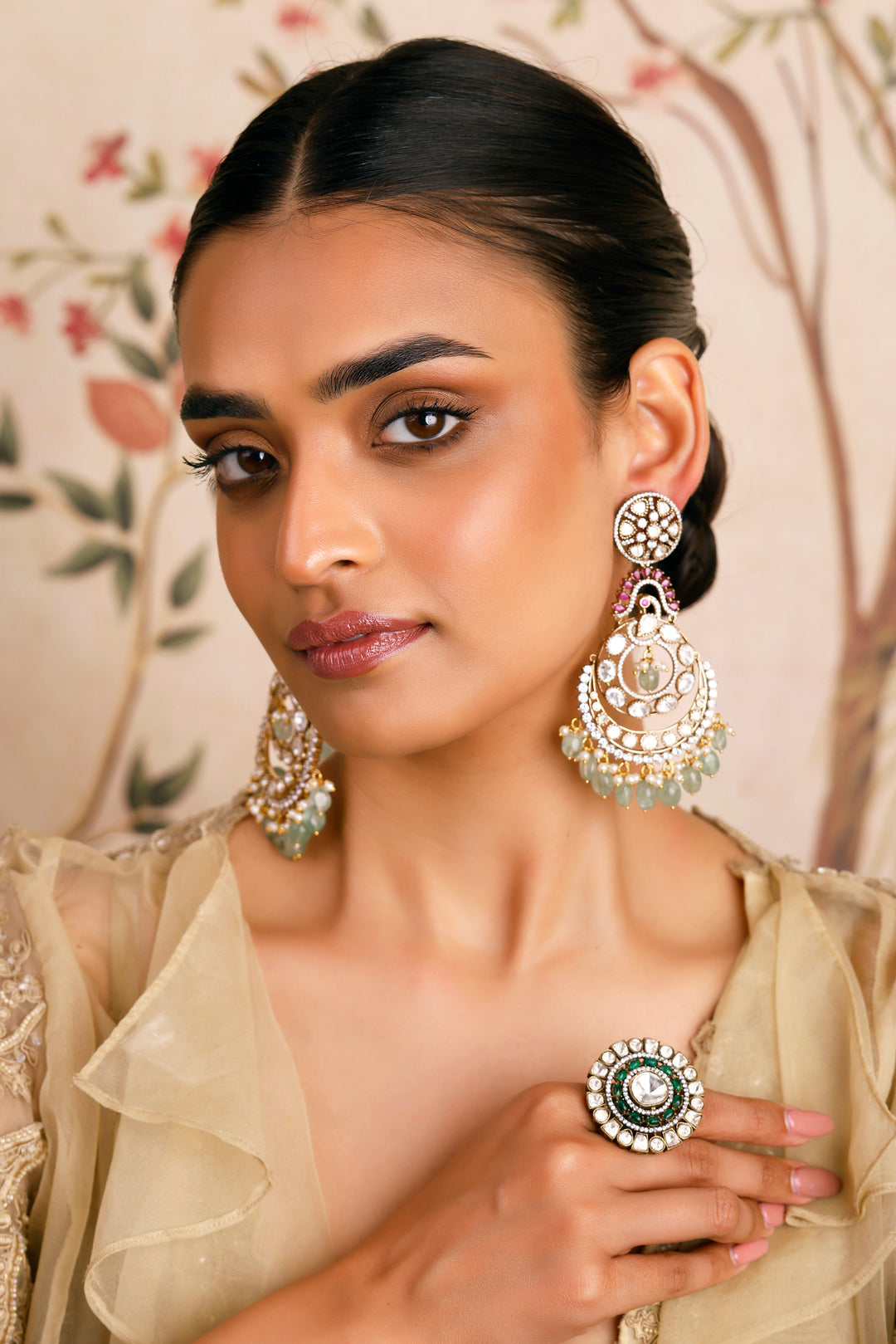 Firdaus Polki Peacock Chandbalis