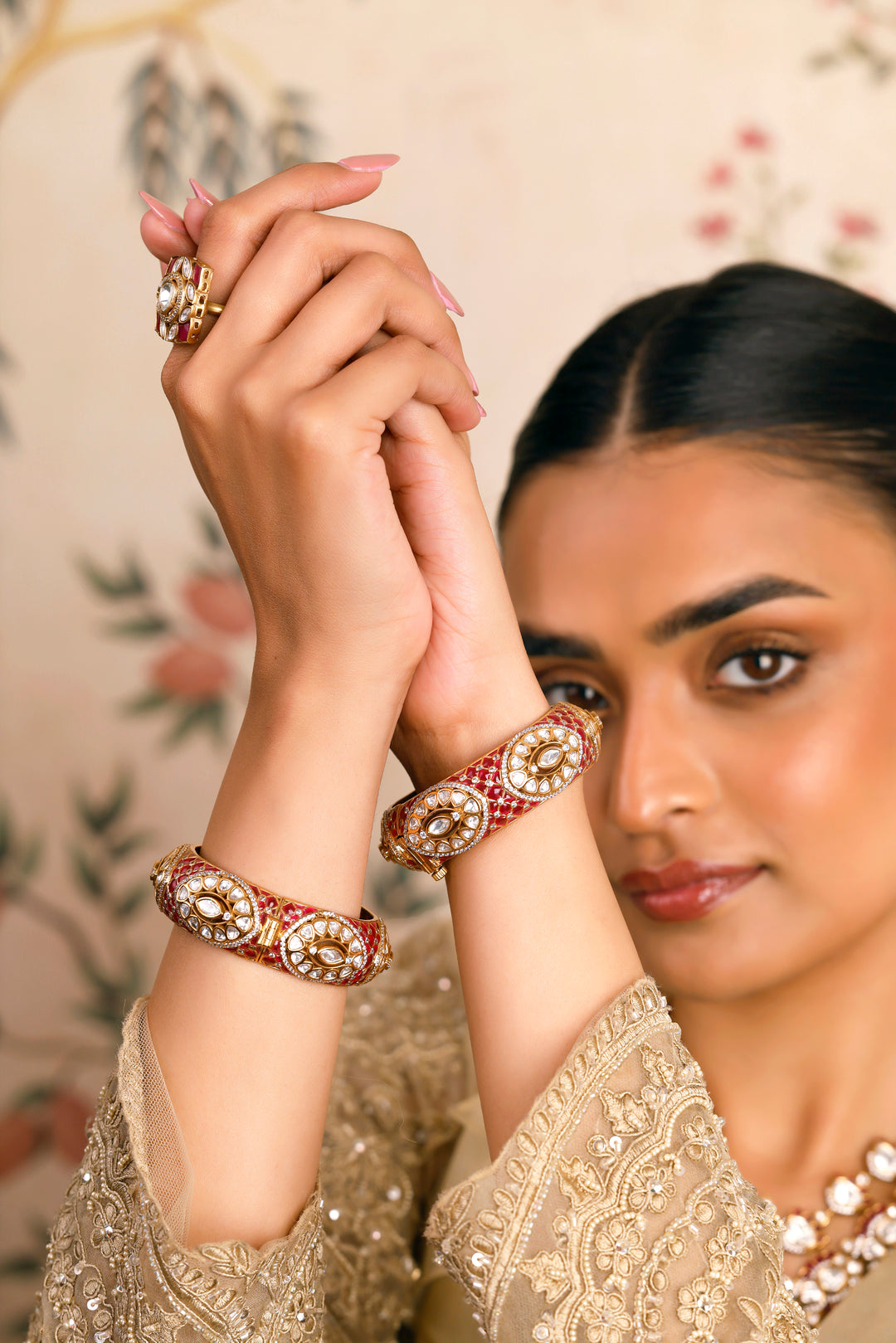 Firdaus Ruby Polki bangle(Single Piece)
