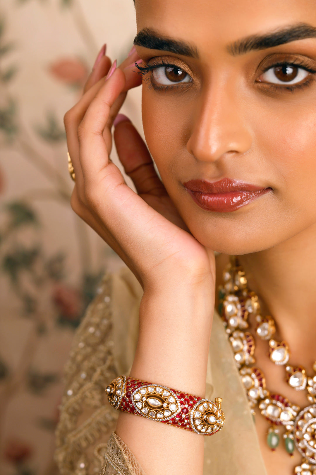 Firdaus Ruby Polki bangle(Single Piece)