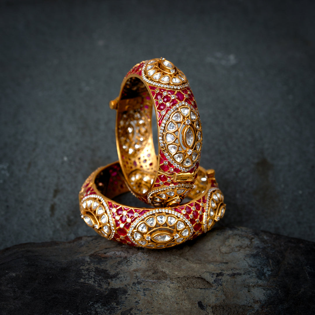 Firdaus Ruby Polki bangle(Single Piece)