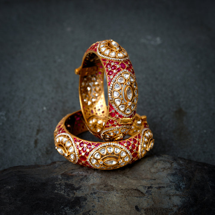 Firdaus Ruby Polki bangle(Single Piece)