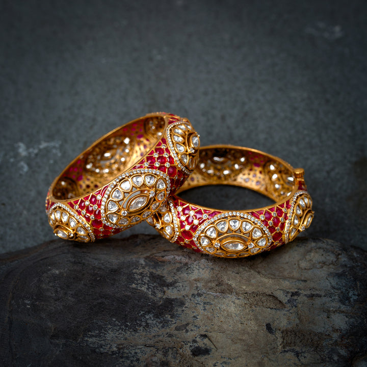 Firdaus Ruby Polki bangle(Single Piece)