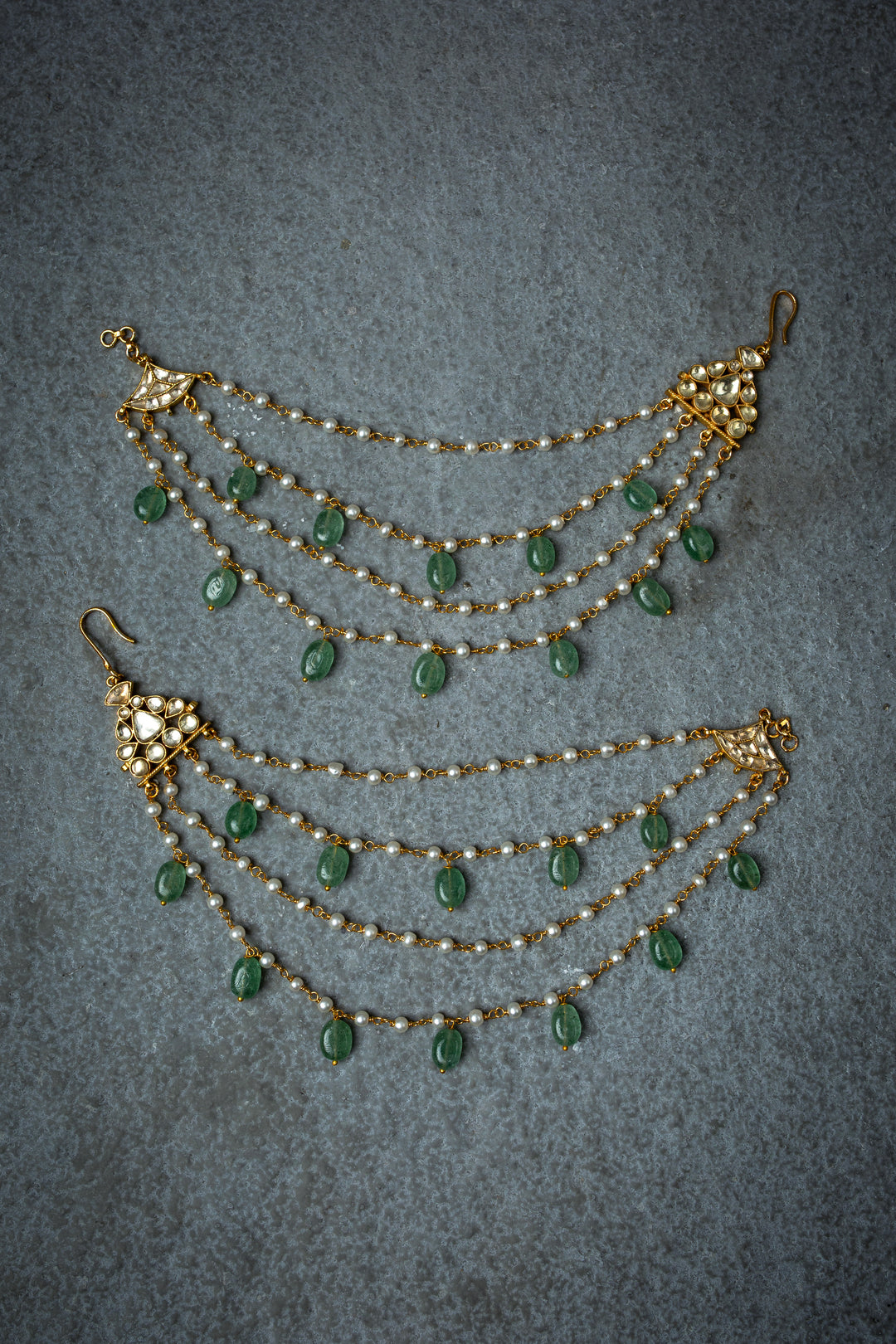 Gulmarg Mint Polki Detached Ear Chain