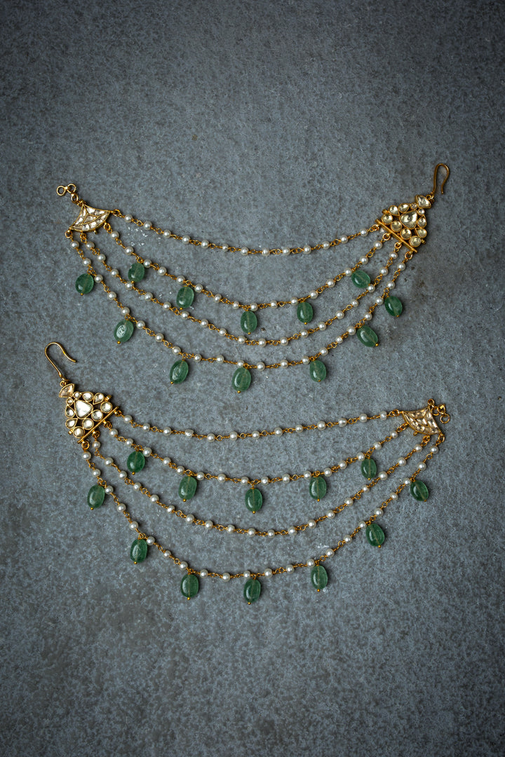 Gulmarg Mint Polki Detached Ear Chain