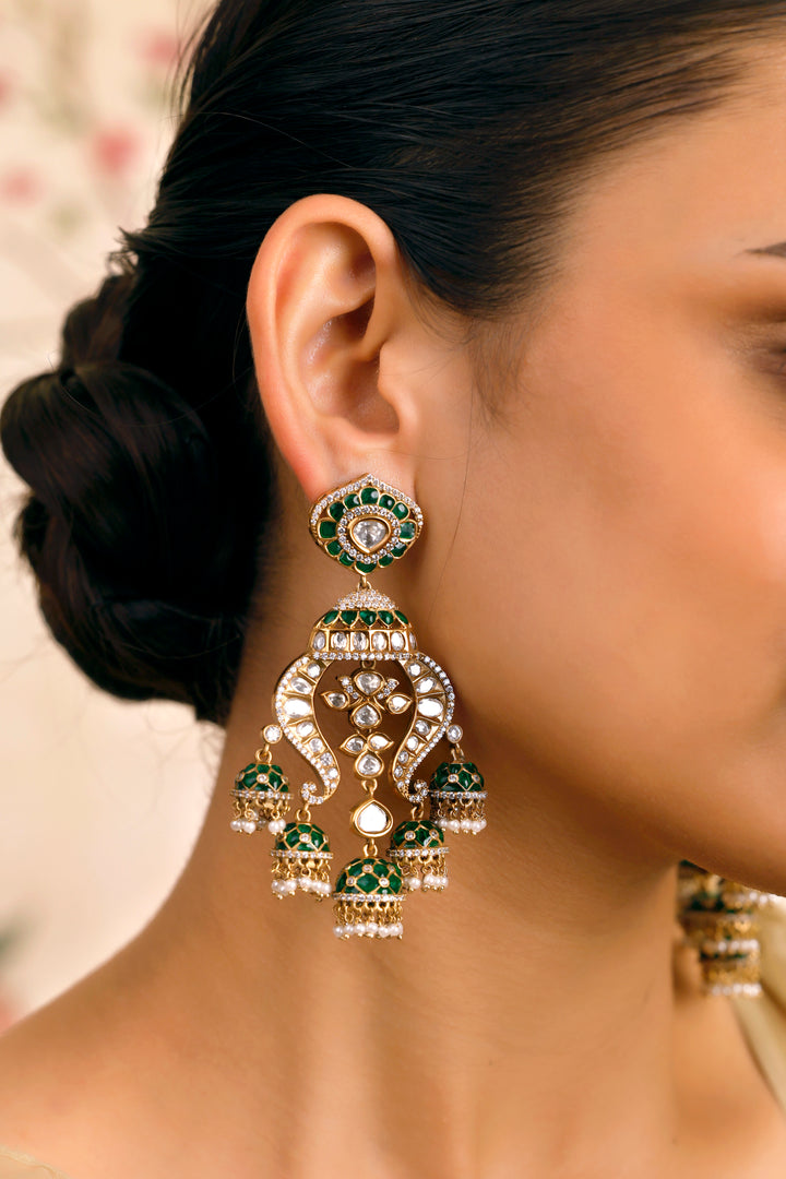 Gulrang Green Polki Chandbalis