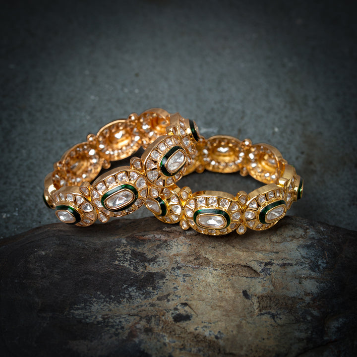 Gulrang Polki Emerald bangle(Single Piece)