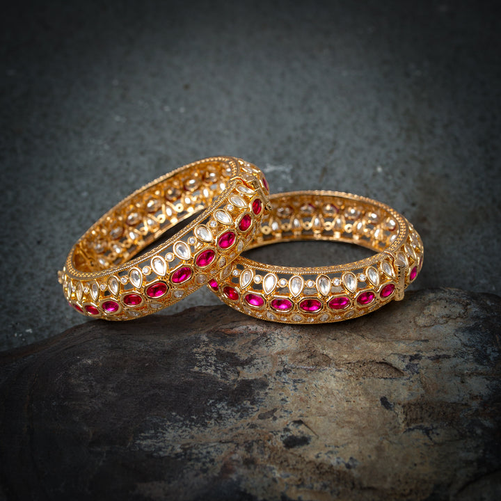 Gulrang Polki Pink bangle(Single Piece)
