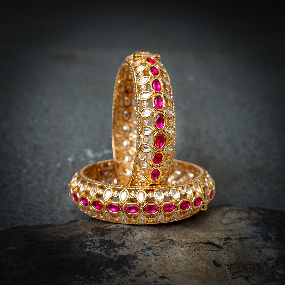 Gulrang Polki Pink bangle(Single Piece)