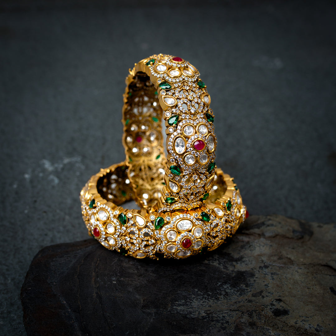 Moissanite Multi Colour polki bangle (Single Piece)