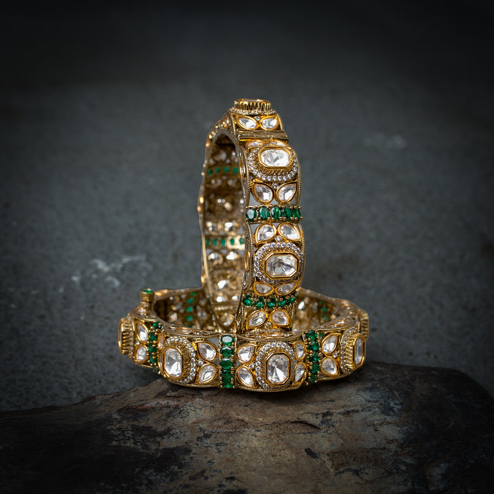 Polki Golden Scallops Bangle(Single Piece)
