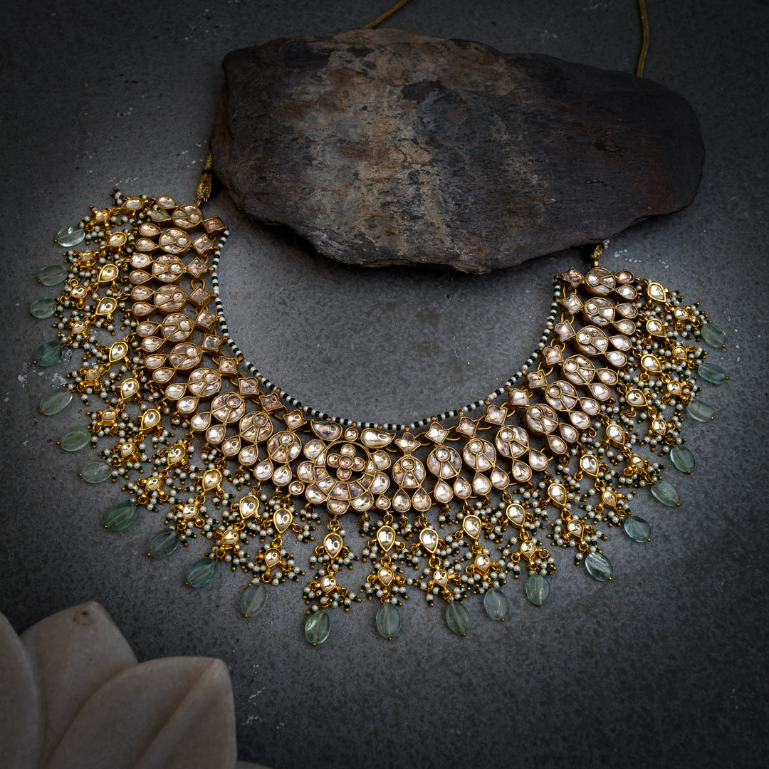 Roqa Mint Green Kundan Necklace
