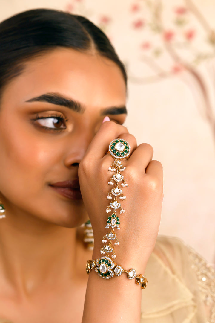 Roqa Green Radiance Polki Hathphool