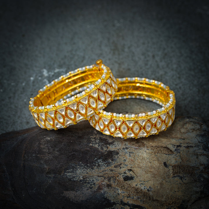 Roqa Moissanite polki sterling bangle(Single Piece)