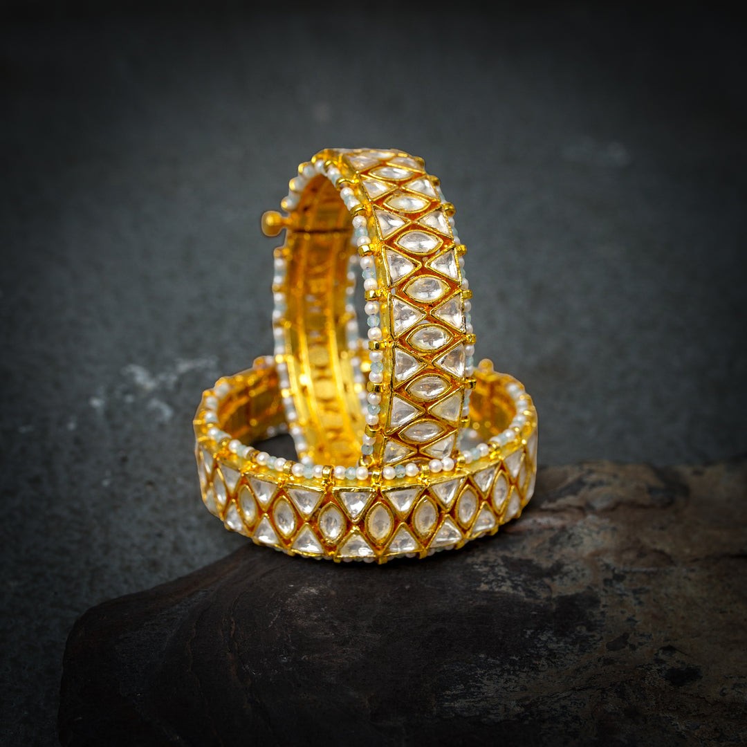 Roqa Moissanite polki sterling bangle(Single Piece)