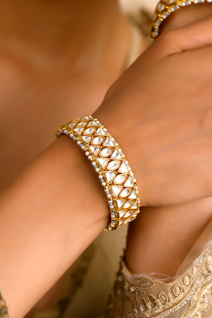 Roqa Moissanite polki sterling bangle(Single Piece)