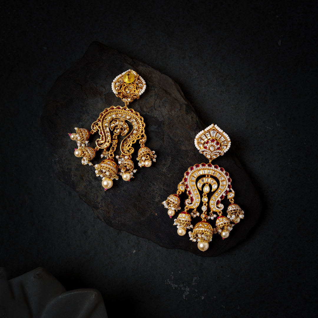 Gulrang Red Polki Chandbalis