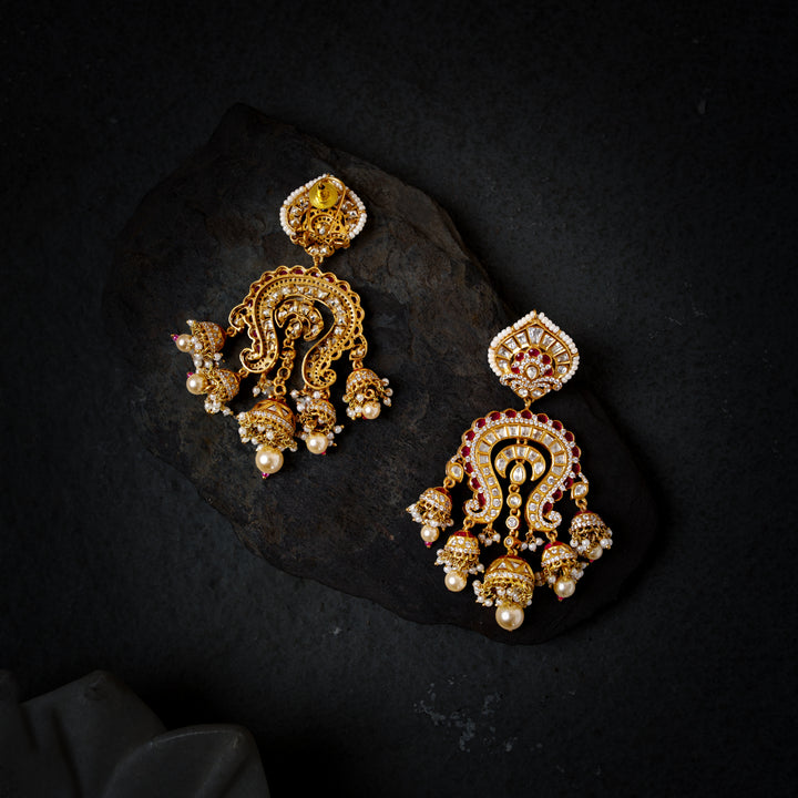 Gulrang Red Polki Chandbalis