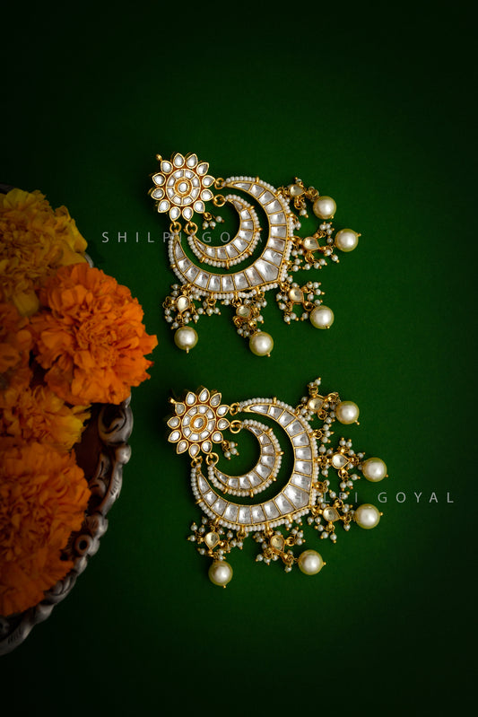 Kundan temple chandbali earring