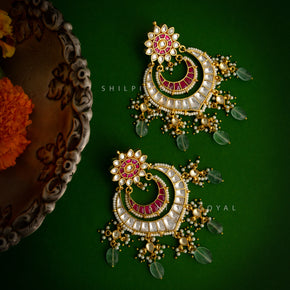 Ruby kundan chandbali earring