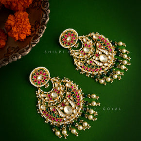 Ruby kundan chandbali earring