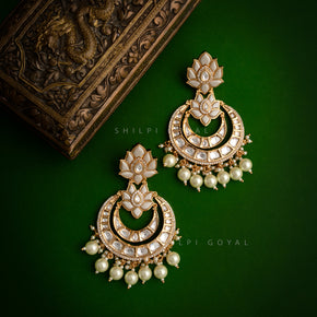 Moissanite Polki  chandbali earring