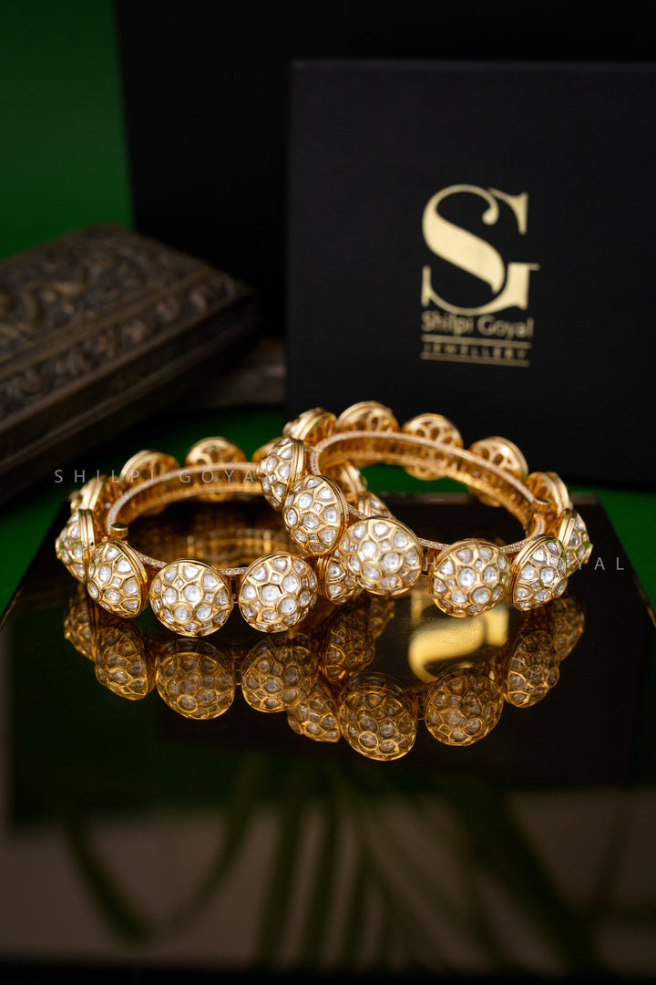 Gulrang polki Gold bangle(Single Piece)