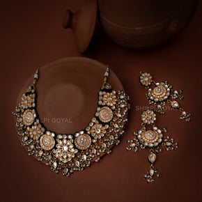 Chandi kundan necklace set