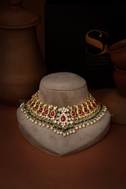 Ruby kundan necklace set