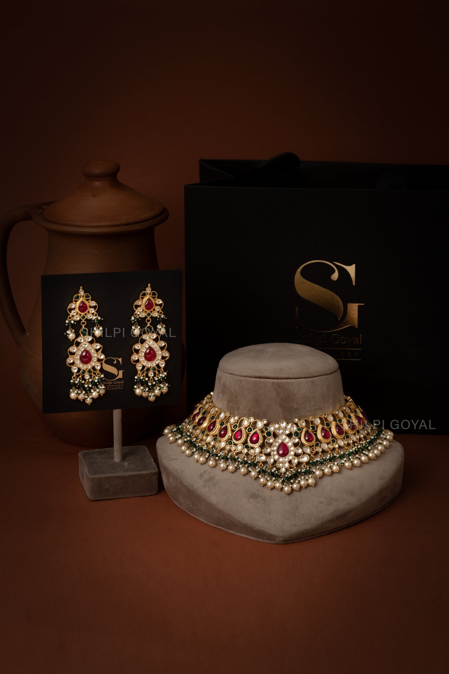 Ruby kundan necklace set