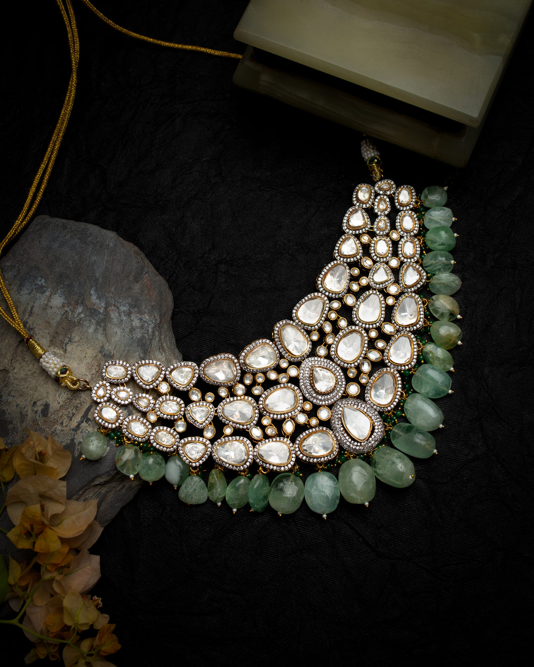 Arshia Moissanite Green Mint Polki Set