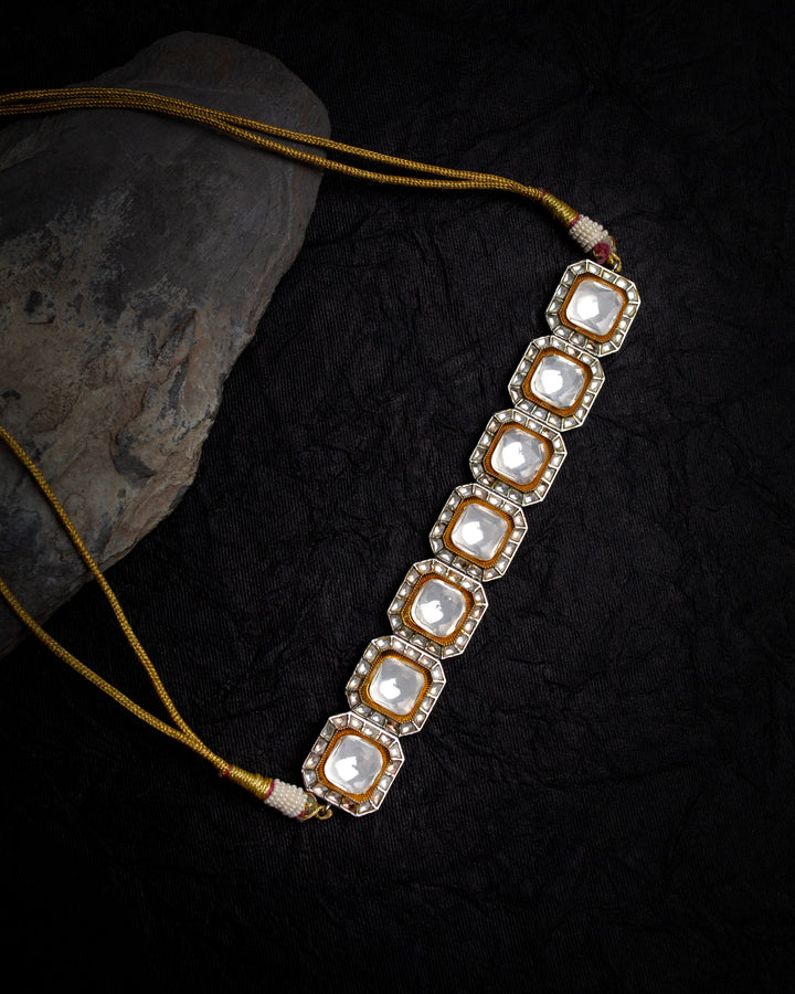 Aafreen victorian finish Polki Necklace Set