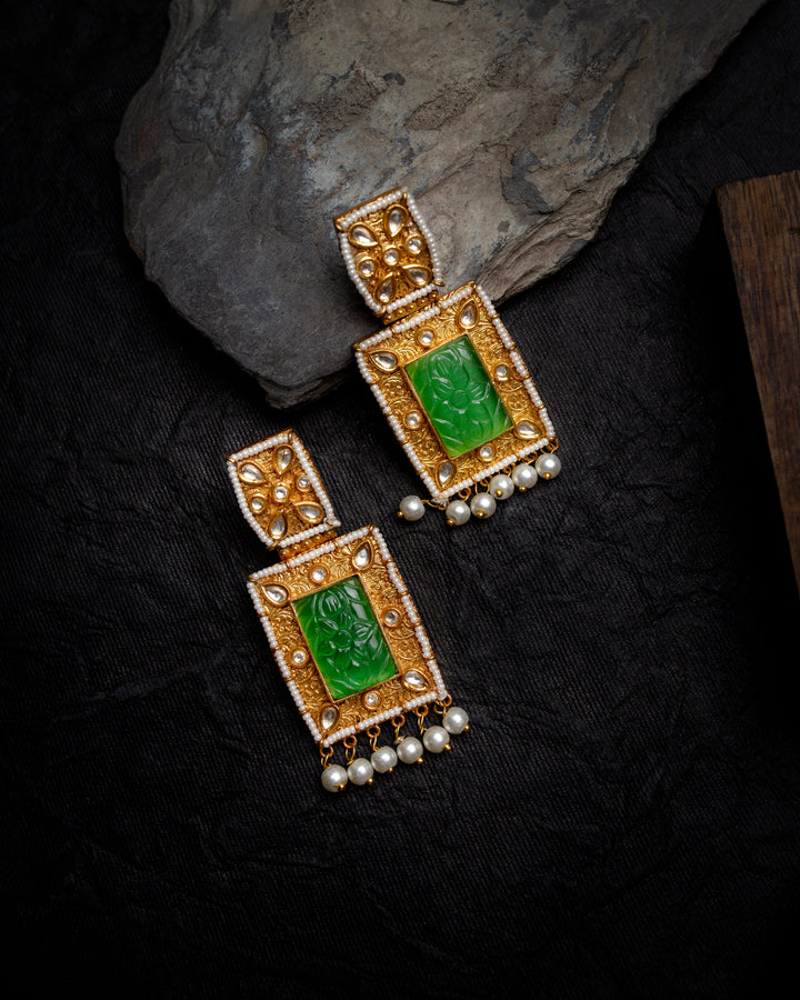 Aafreen Green Polki Necklace Set