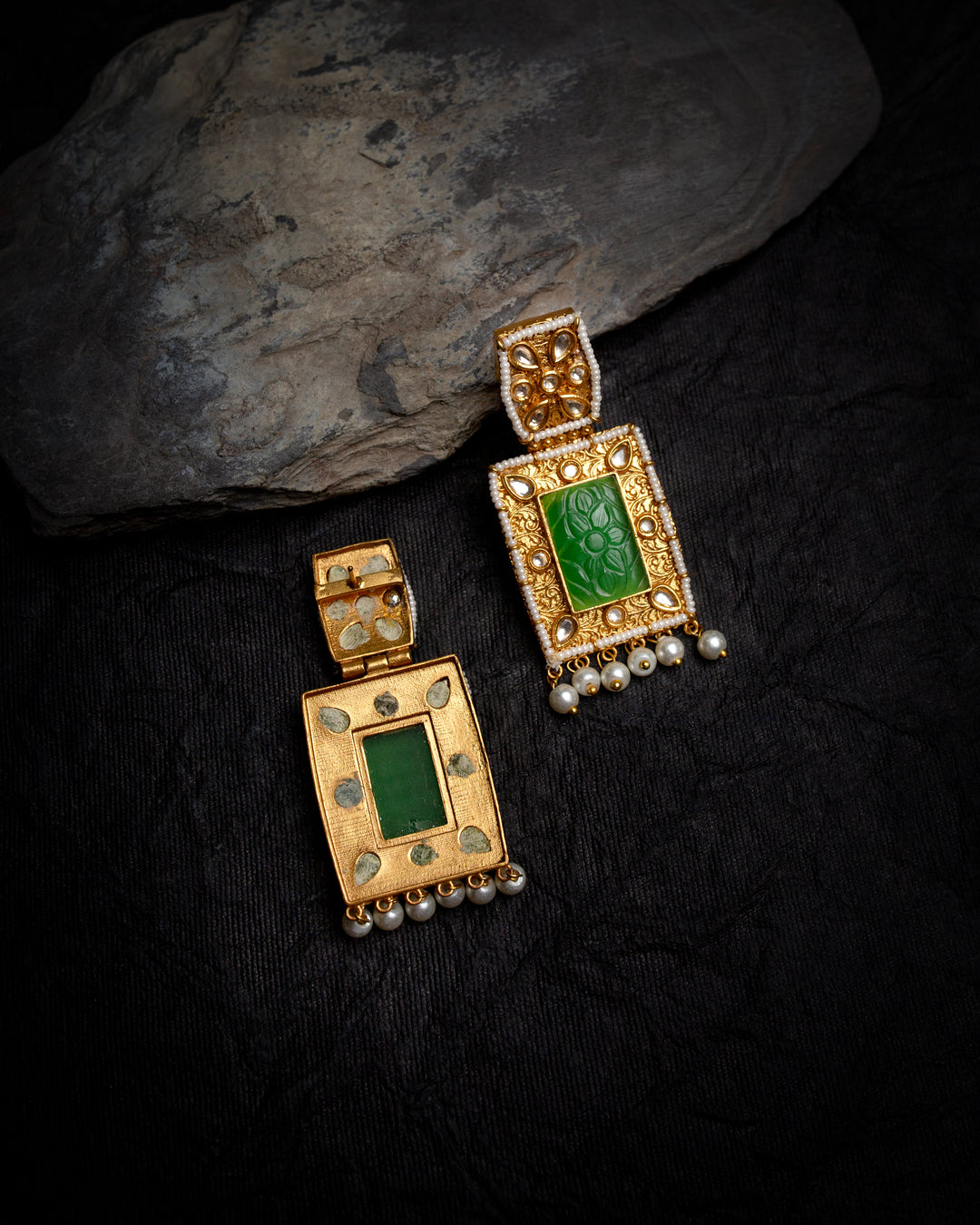 Aafreen Green Polki Necklace Set