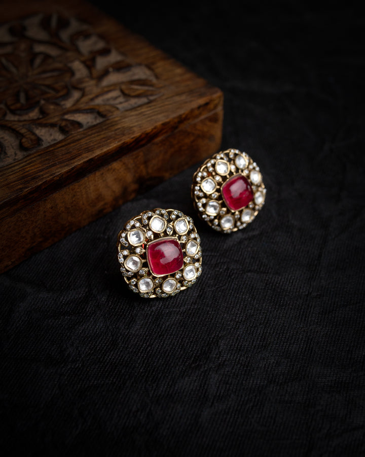 Nora Red moissanite Chokar Necklace Set